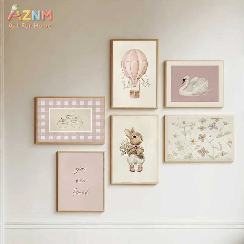Baby Nursery Vintage Decor - AZNM Boho Bunny Hot Air Balloon