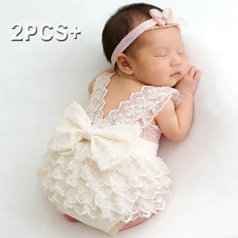 Baby Nursery Images - Ylsteed Newborn Photography Lace Romper Set