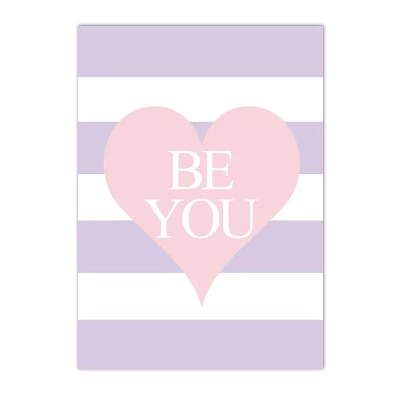 Baby Nursery Quotes Wall Art - Pink Unicorn Rainbow Love Heart Quotes