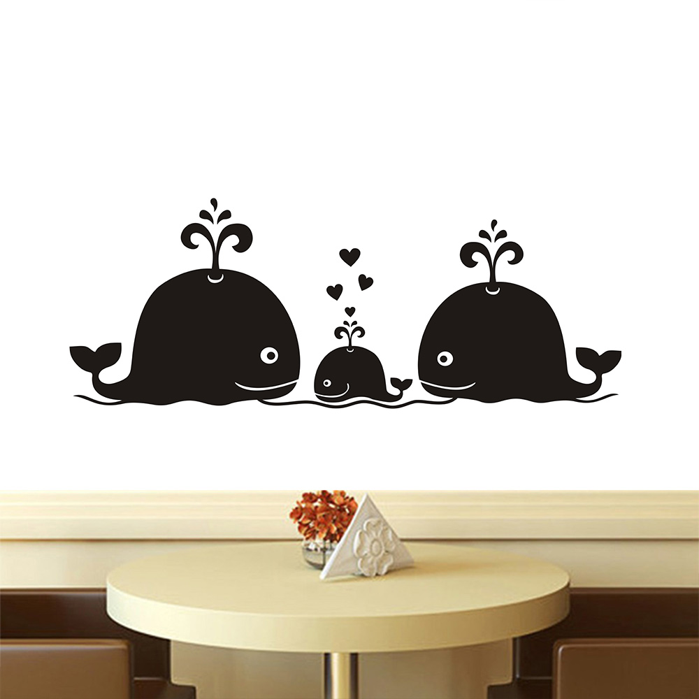Baby Nursery Vintage Decor - New Cute Whale Hearts Family Wall