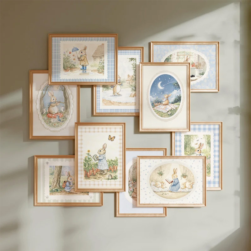 Baby Nursery Vintage Decor - Vintage Boho Blue Plaid Rabbit Inspired