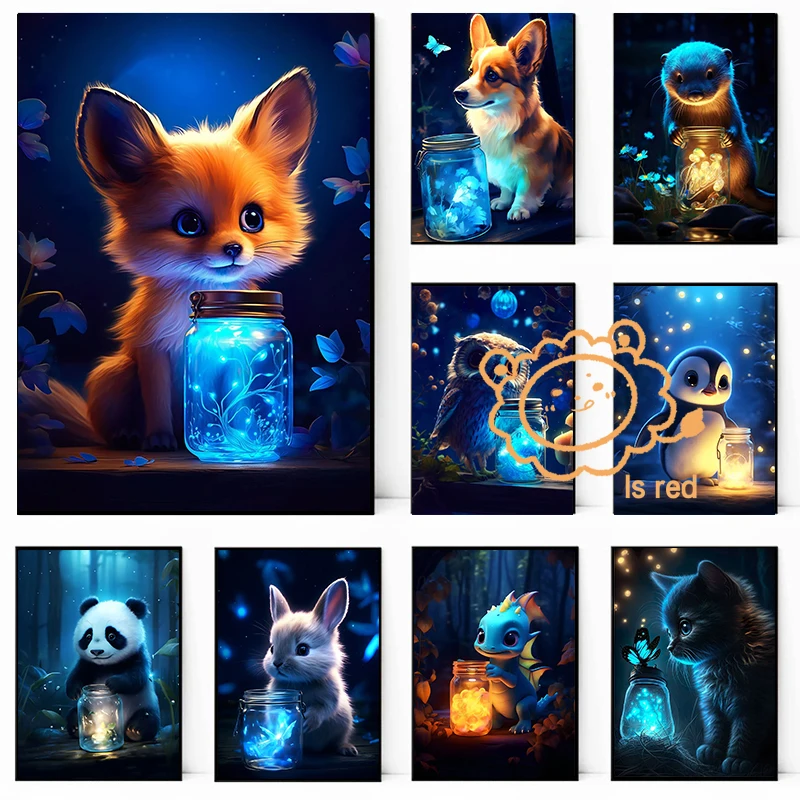 Baby Nursery Images - Cute Animals Poster fox Luminous Owl