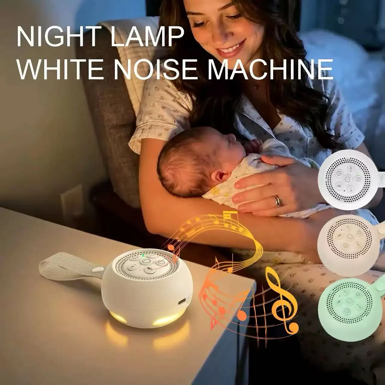 Baby Sound Machine White - White Noise Machine With Warm Night