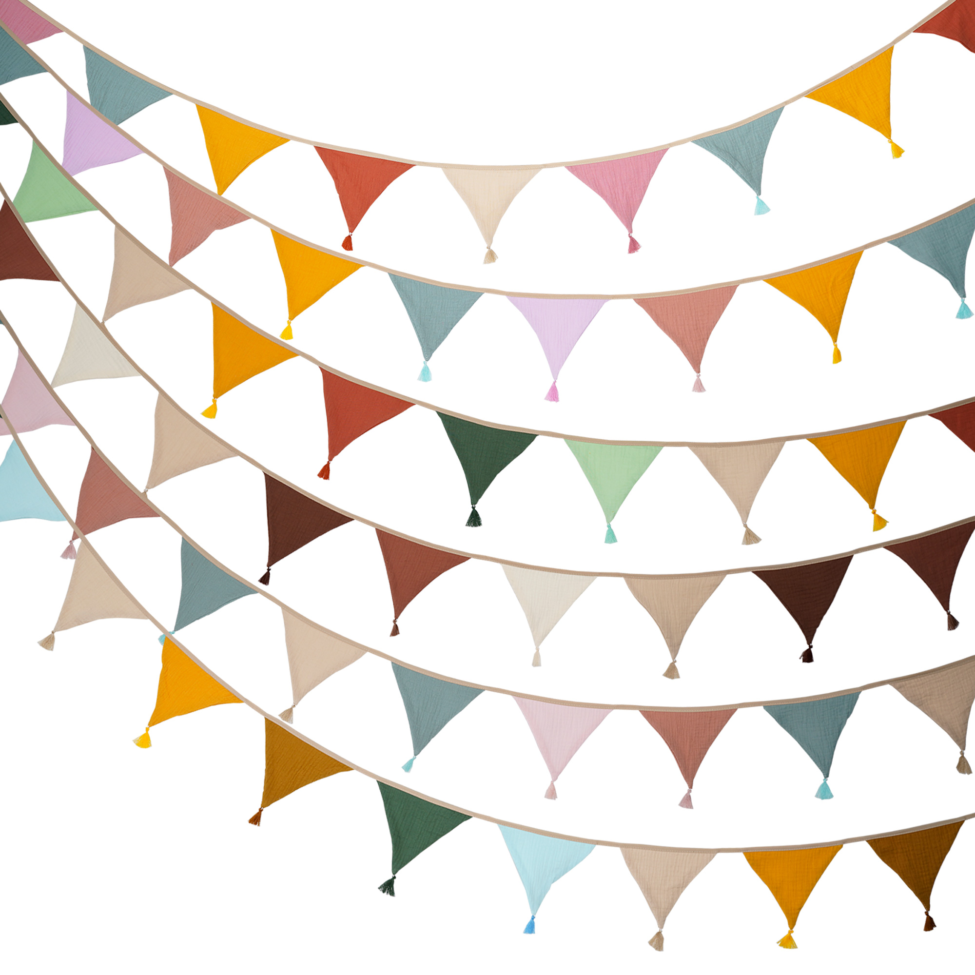 Baby Nursery Artwork - 2.6M/8.5FT Nursery Fabric Bunting 10 Triangle