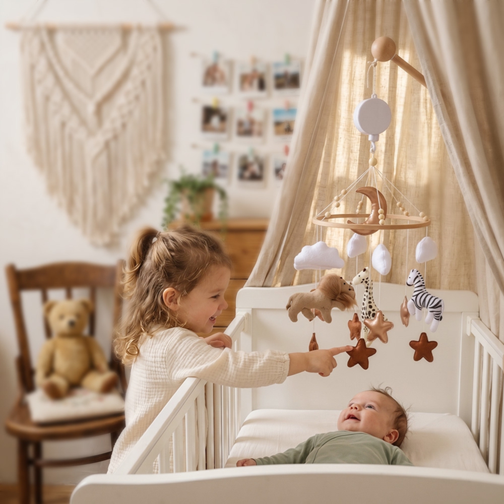 Crib Mobile Musical - Wooden Bed Bell Baby Crib Mobile