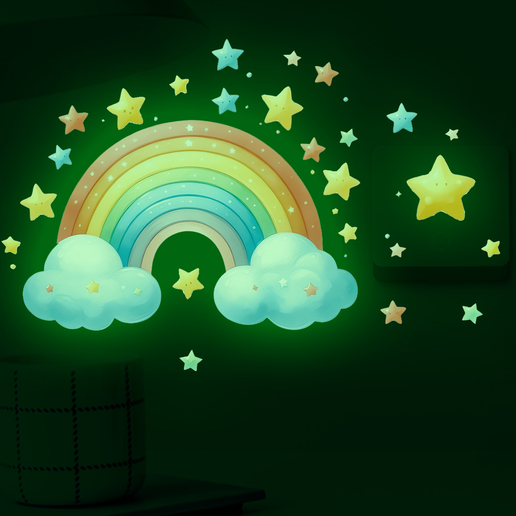 Baby Nursery Diy - Cartoon Rainbow Luminous Wall Stickers Glow