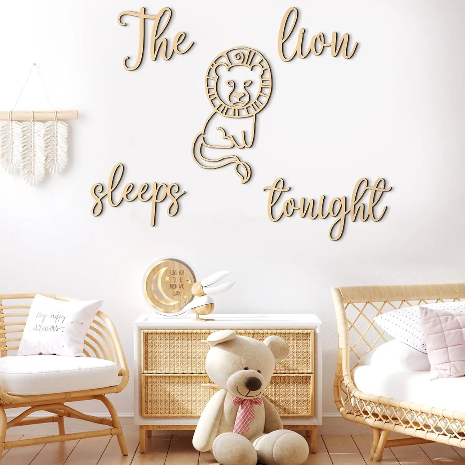 Baby Nursery Jungle Theme - The Lion Sleeps Tonight Wooden Wall
