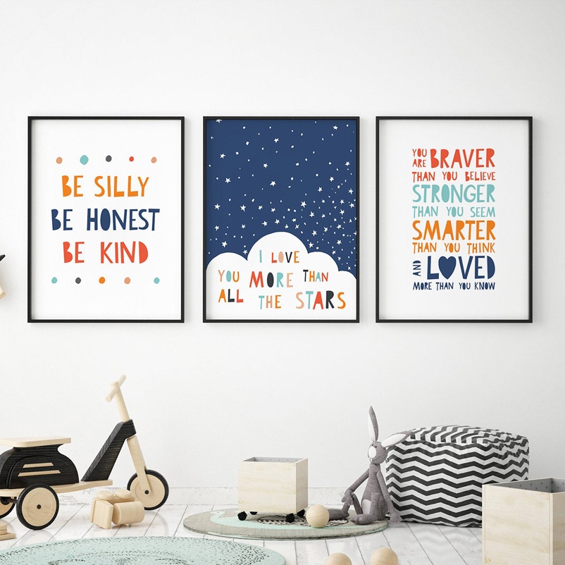 Baby Nursery Quotes Wall Art - Cartoon Inspirational quotes Nursery Wall Art