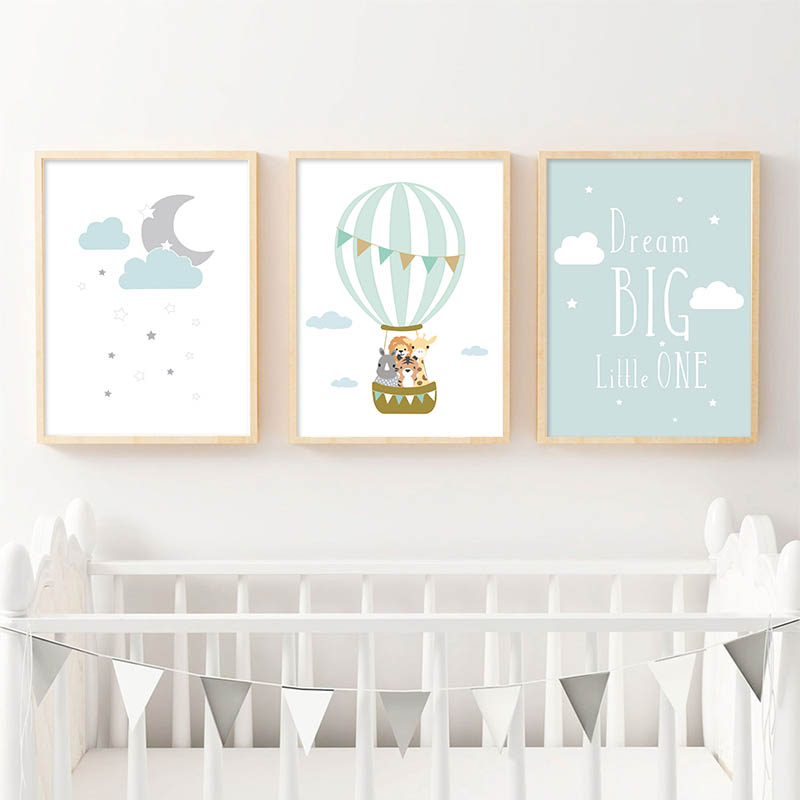 Baby Nursery Quotes Wall Art - Balloon Moon Nursery Poster Wall Art