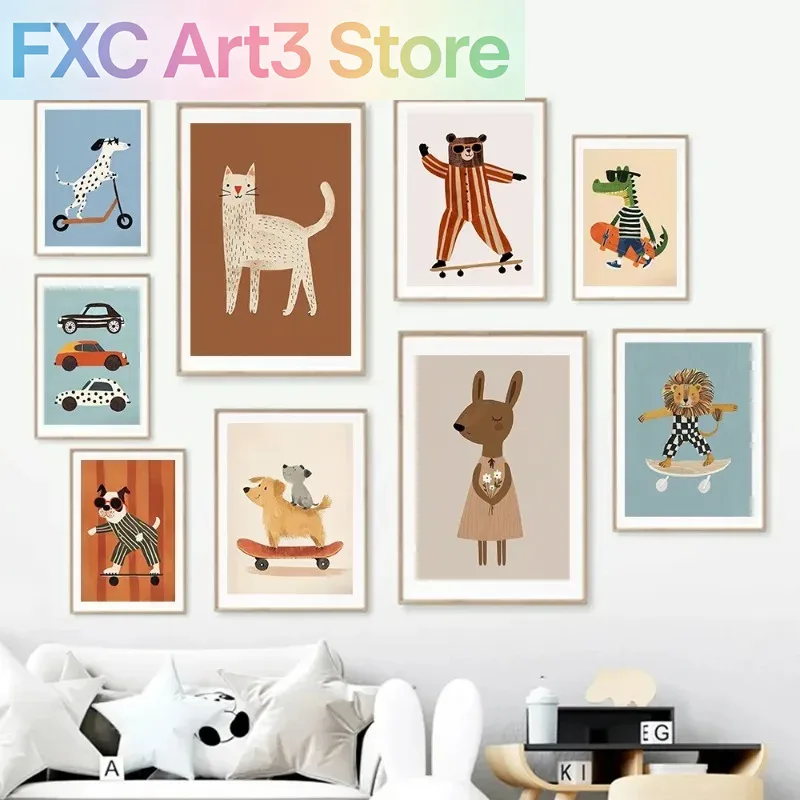 Animals Baby Nursery - 1pc frameless Funny Animals Rabbit Dog