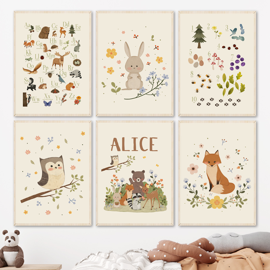 Animals Baby Nursery - 1pc frameless Cute Rabbit Fox Owl