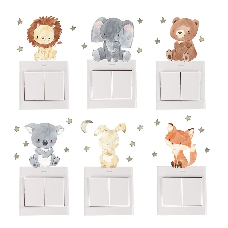 Animals Baby Nursery - 1/2/4/6set Cartoon Animals Wall Stickers For
