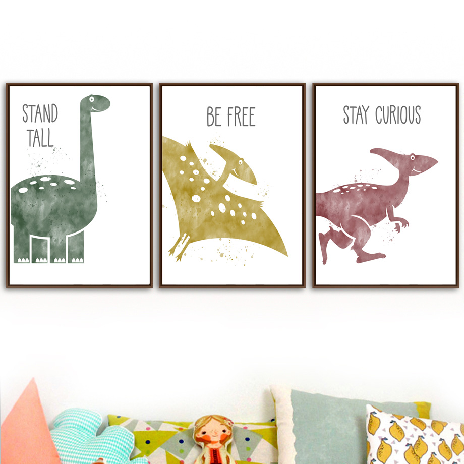 Baby Nursery Quotes Wall Art - Cute Dinosaur Cartoon Animal Quote Nursery