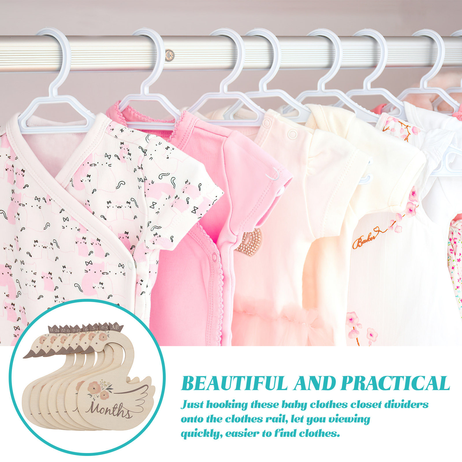 7Pcs Swan Baby Clothes Size Di - Closet Organizer Baby ulasan dan harga