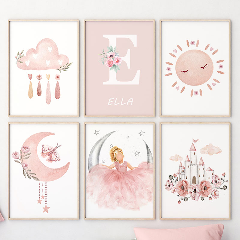 Pink Angel Girl Sun Moon Cloud - Animals Baby Nursery ulasan dan harga