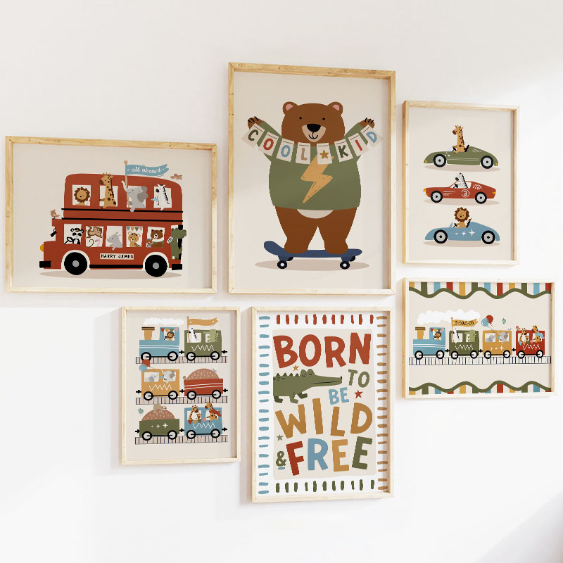 Funny Cartoon Animals Car Bus  - Animals Baby Nursery ulasan dan harga