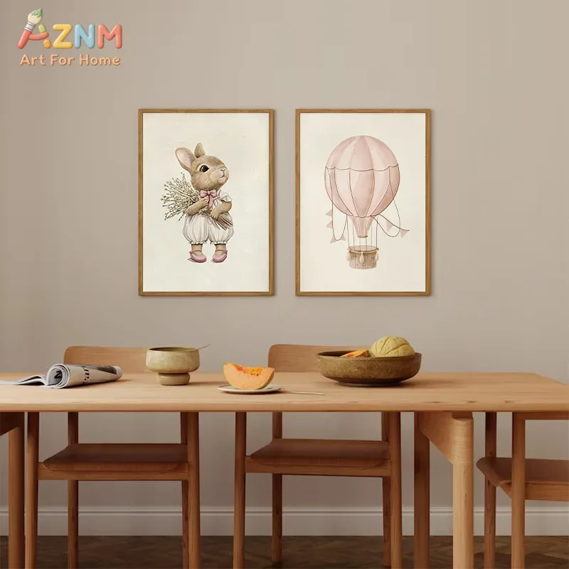 AZNM Boho Bunny Hot Air Balloo - Baby Nursery Vintage Decor ulasan dan harga