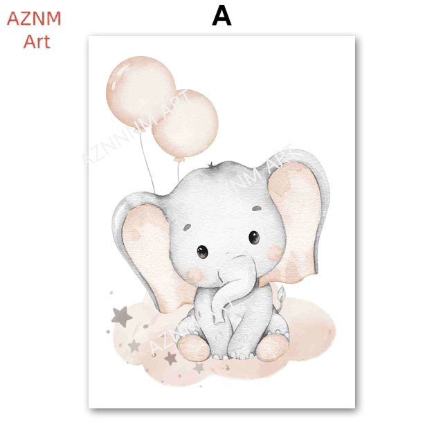 Elephant Balloon Rainbow Moon  - Baby Nursery Artwork ulasan dan harga