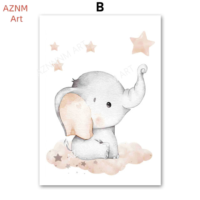 Elephant Balloon Rainbow Moon  - Baby Nursery Artwork ulasan dan harga