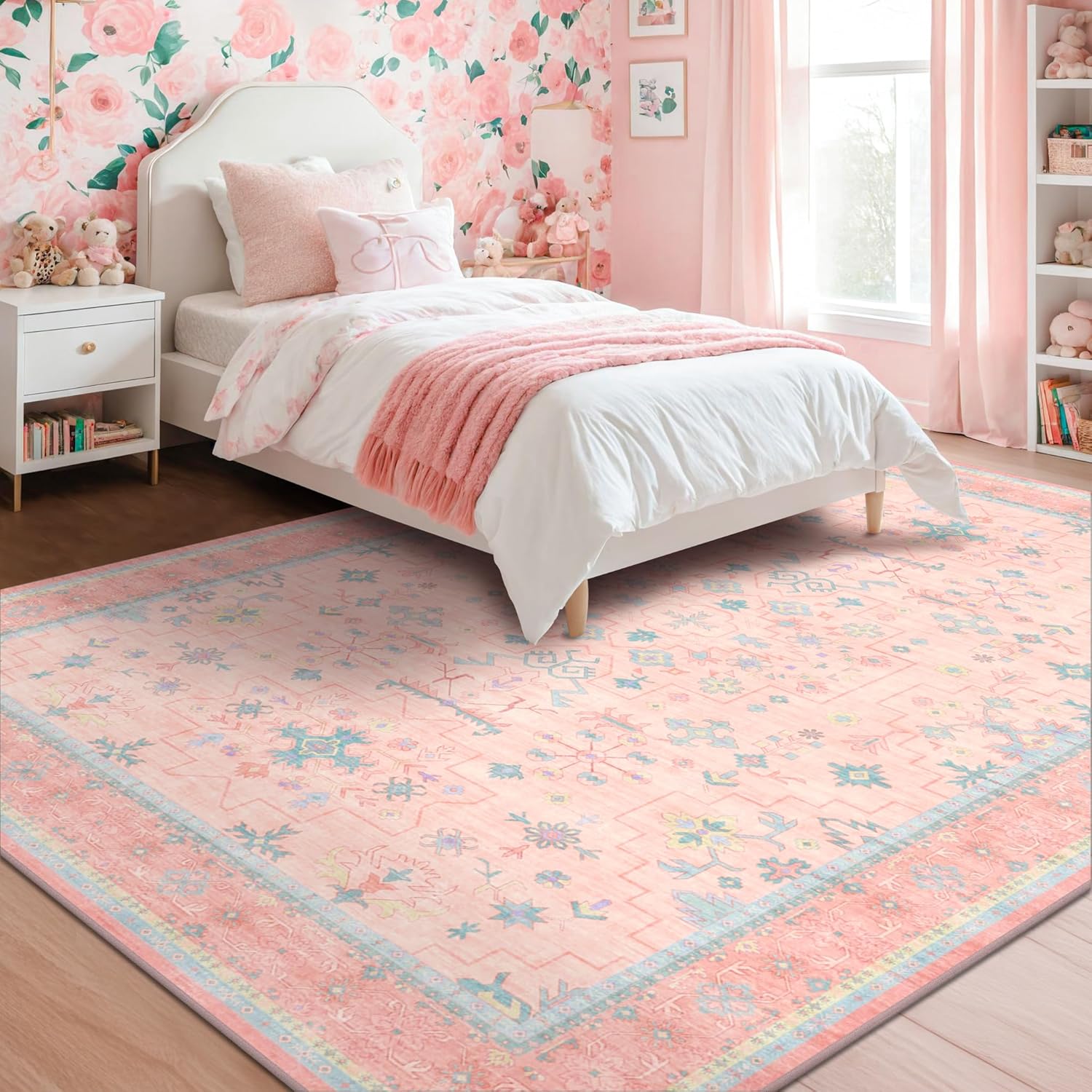 Pink Rugs for Bedroom Girls,Wa - Baby Nursery Vintage Decor ulasan dan harga
