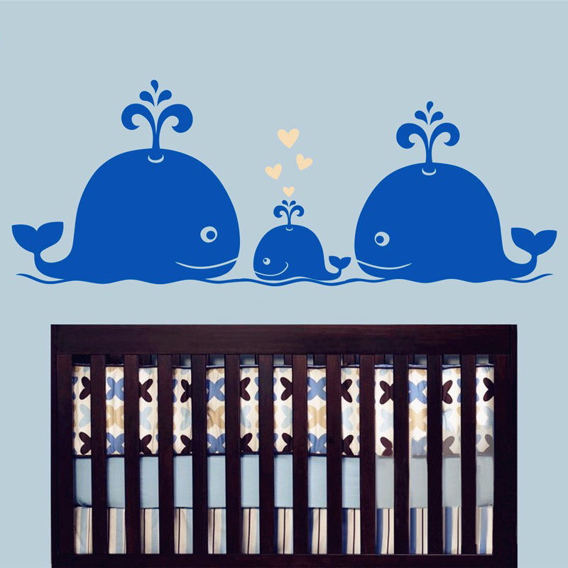New Cute Whale Hearts Family W - Baby Nursery Vintage Decor ulasan dan harga