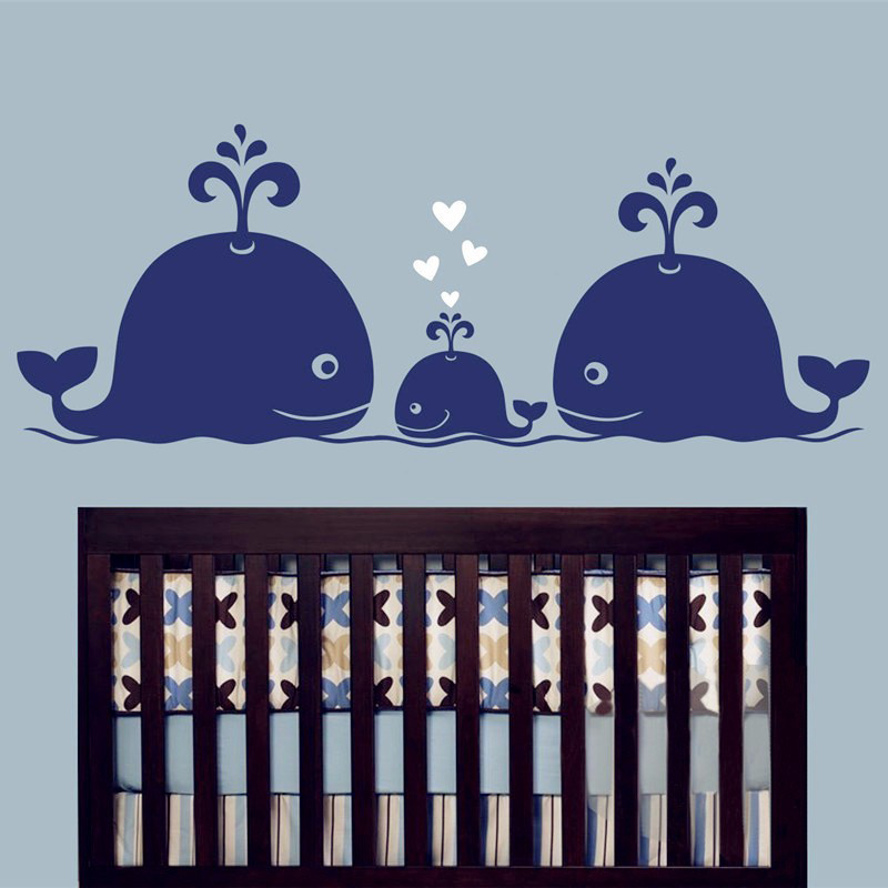 New Cute Whale Hearts Family W - Baby Nursery Vintage Decor ulasan dan harga