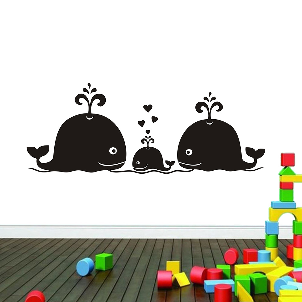 New Cute Whale Hearts Family W - Baby Nursery Vintage Decor ulasan dan harga