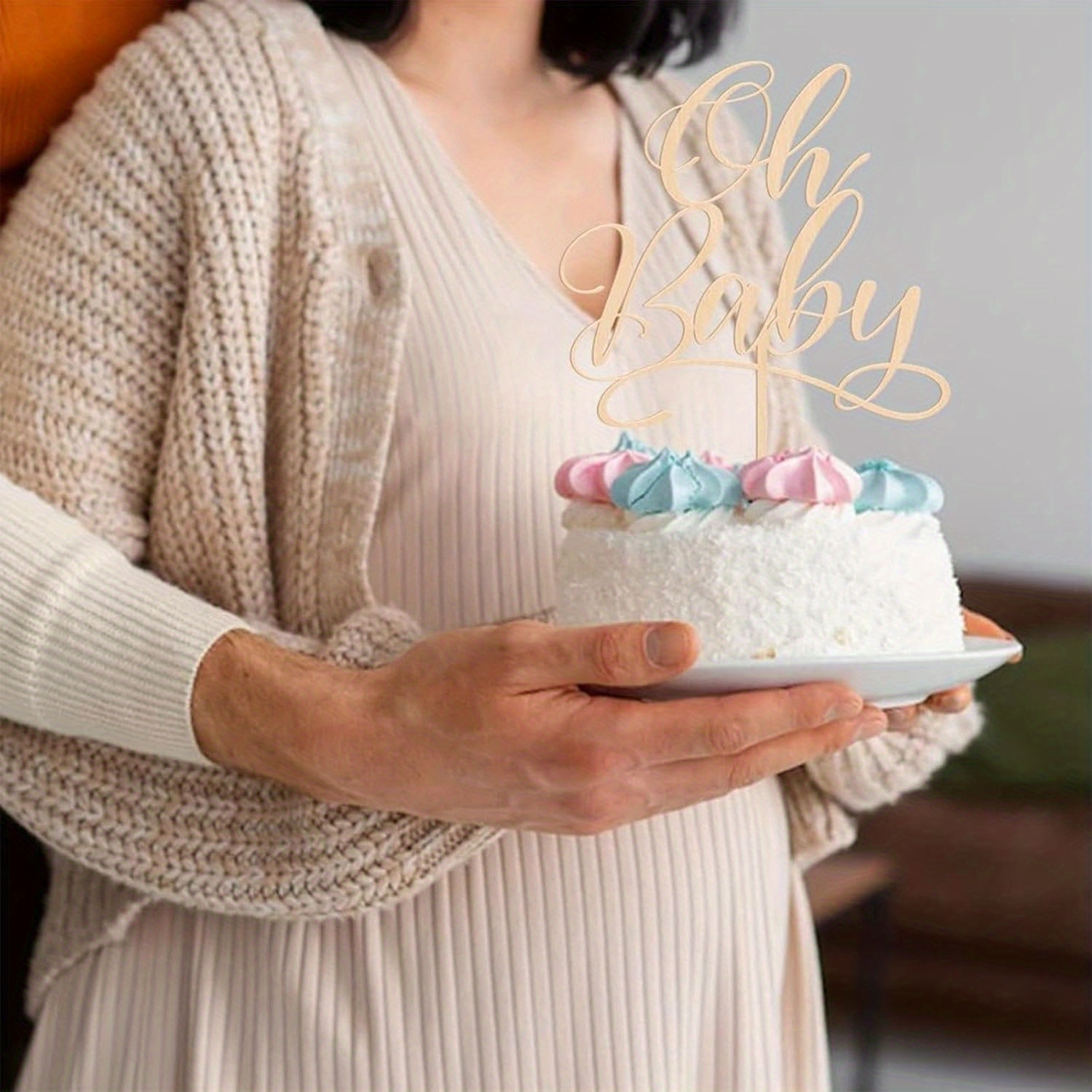 1 pc oh Baby - Wooden Cake Top - Baby Nursery Artwork ulasan dan harga