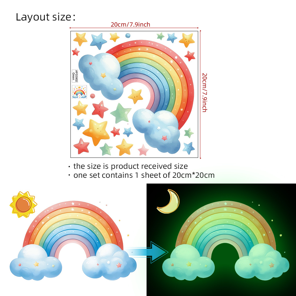 Cartoon Rainbow Luminous Wall  - Baby Nursery Diy ulasan dan harga