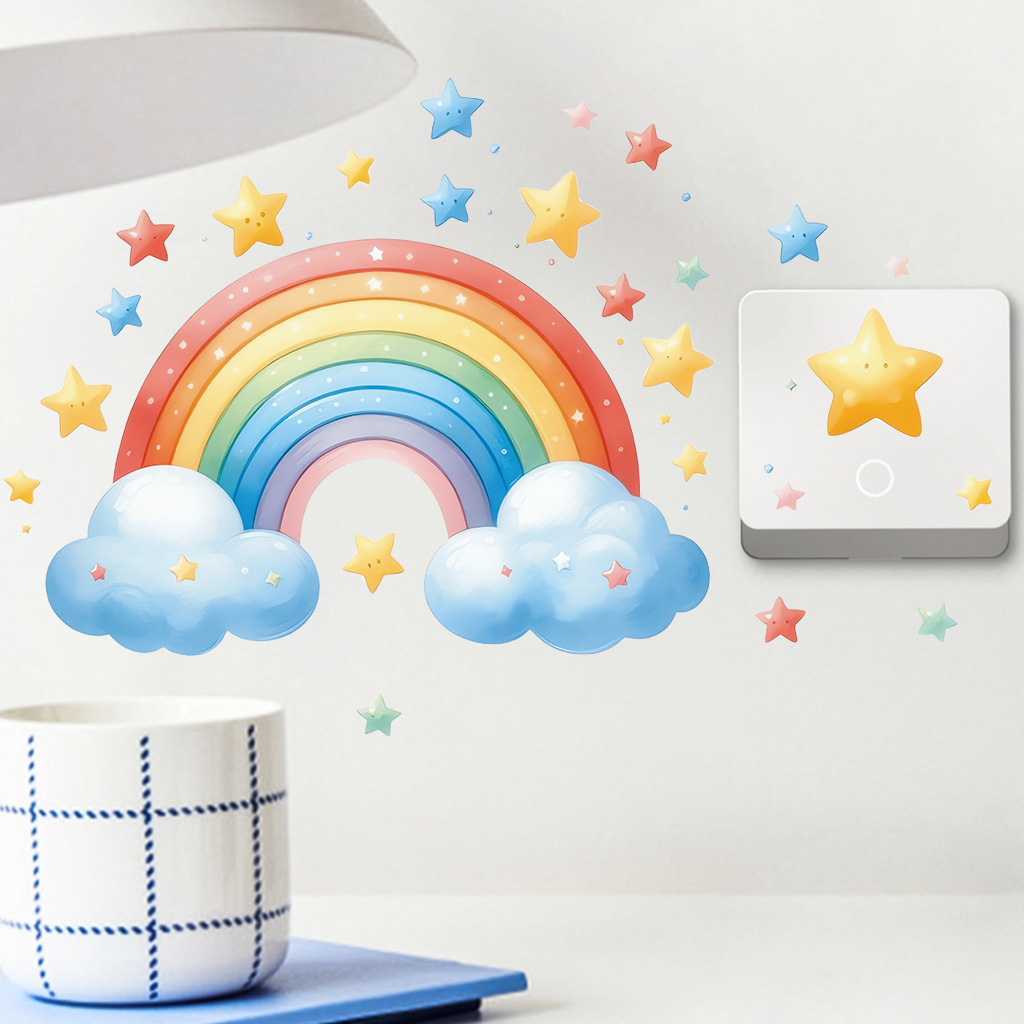 Cartoon Rainbow Luminous Wall  - Baby Nursery Diy ulasan dan harga