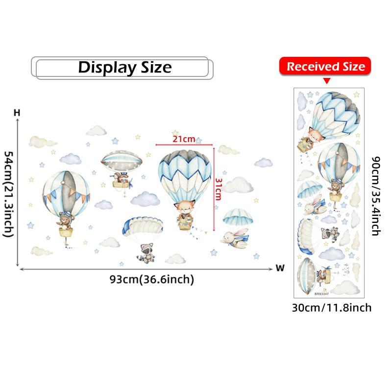 Cartoon Cute Animals Hot Air B - Baby Nursery Artwork ulasan dan harga