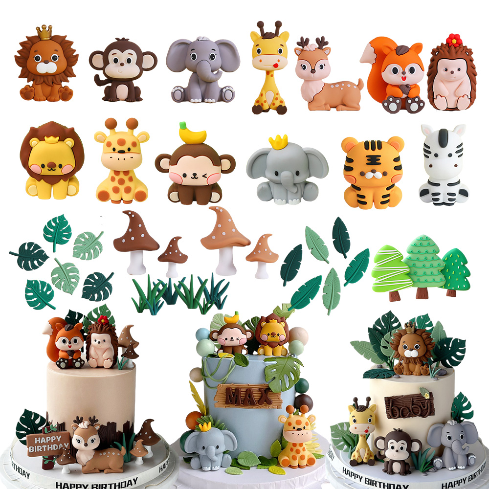 Safari Animal Cake Toppers Set - Baby Nursery Jungle Theme ulasan dan harga
