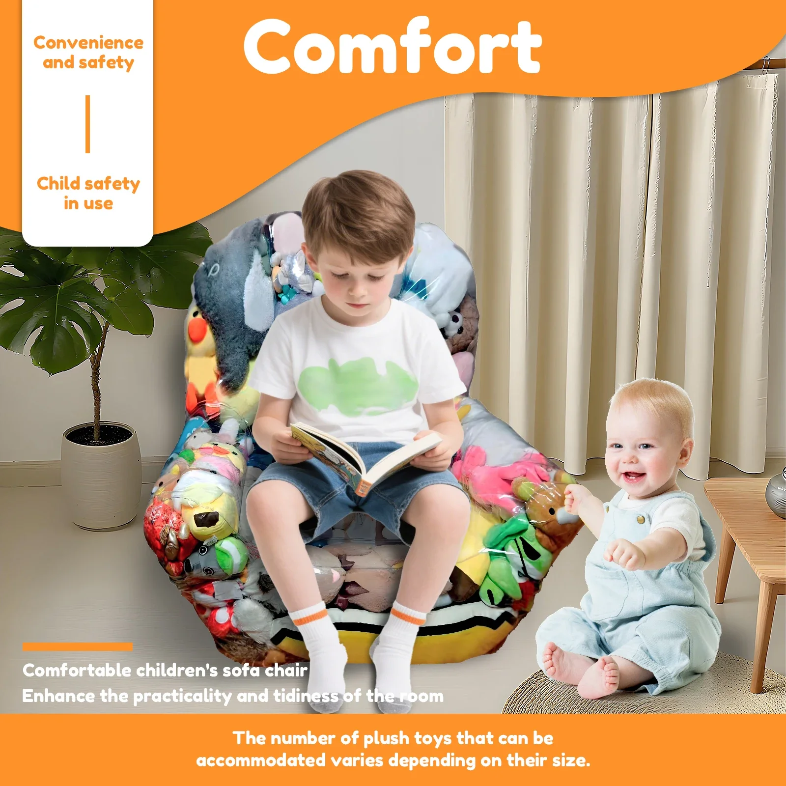 180L PVC Clear Stuffed Animal  - Baby Nursery Chair ulasan dan harga