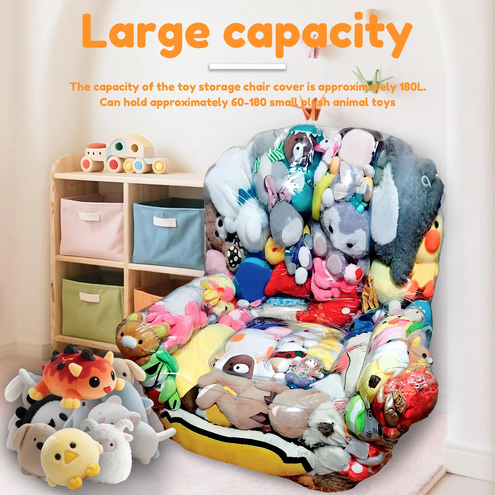 180L PVC Clear Stuffed Animal  - Baby Nursery Chair ulasan dan harga