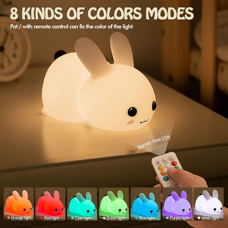 LED Rabbit Night Light Remote  - Baby Nursery Egg Light ulasan dan harga