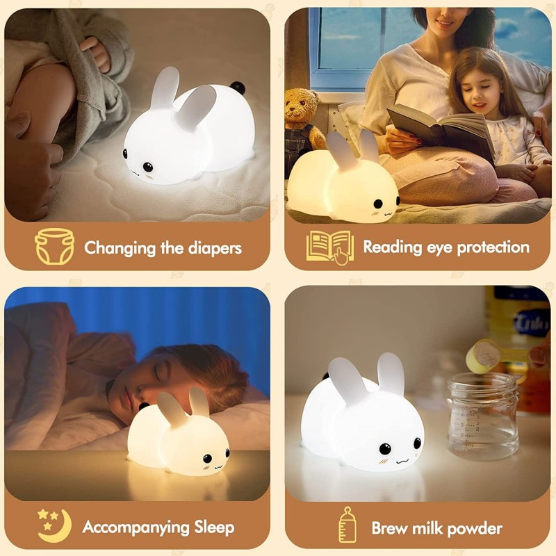LED Rabbit Night Light Remote  - Baby Nursery Egg Light ulasan dan harga