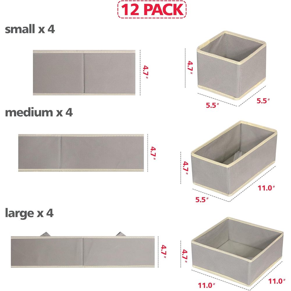 12 Pack Cloth Storage Box Clos - Closet Organizer Baby ulasan dan harga
