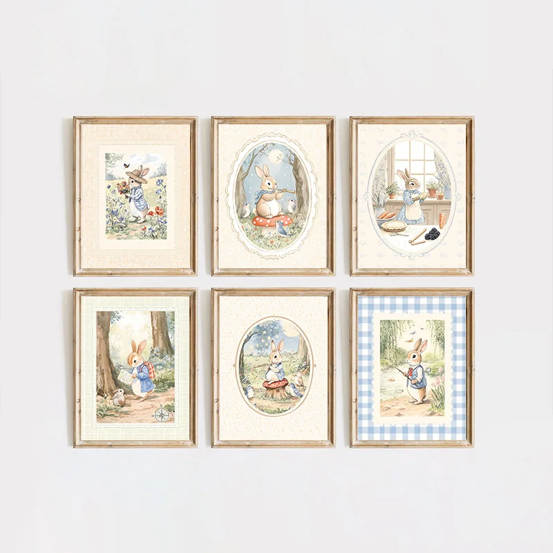 Vintage Boho Blue Plaid Rabbit - Baby Nursery Vintage Decor ulasan dan harga