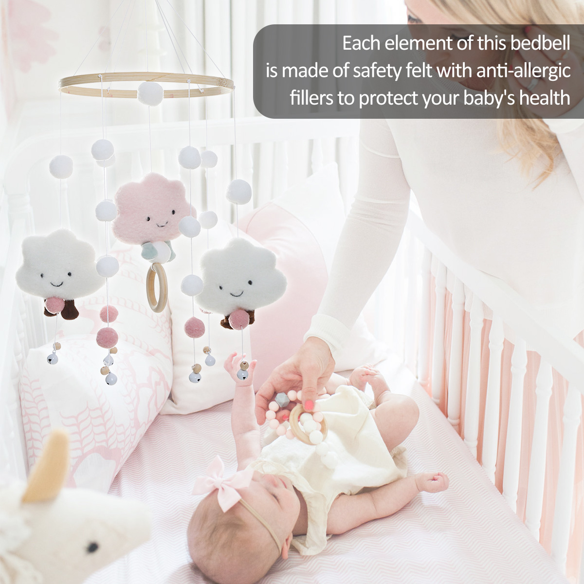 Mobile Wind Chimes with Cloud  - Crib Mobile Musical ulasan dan harga