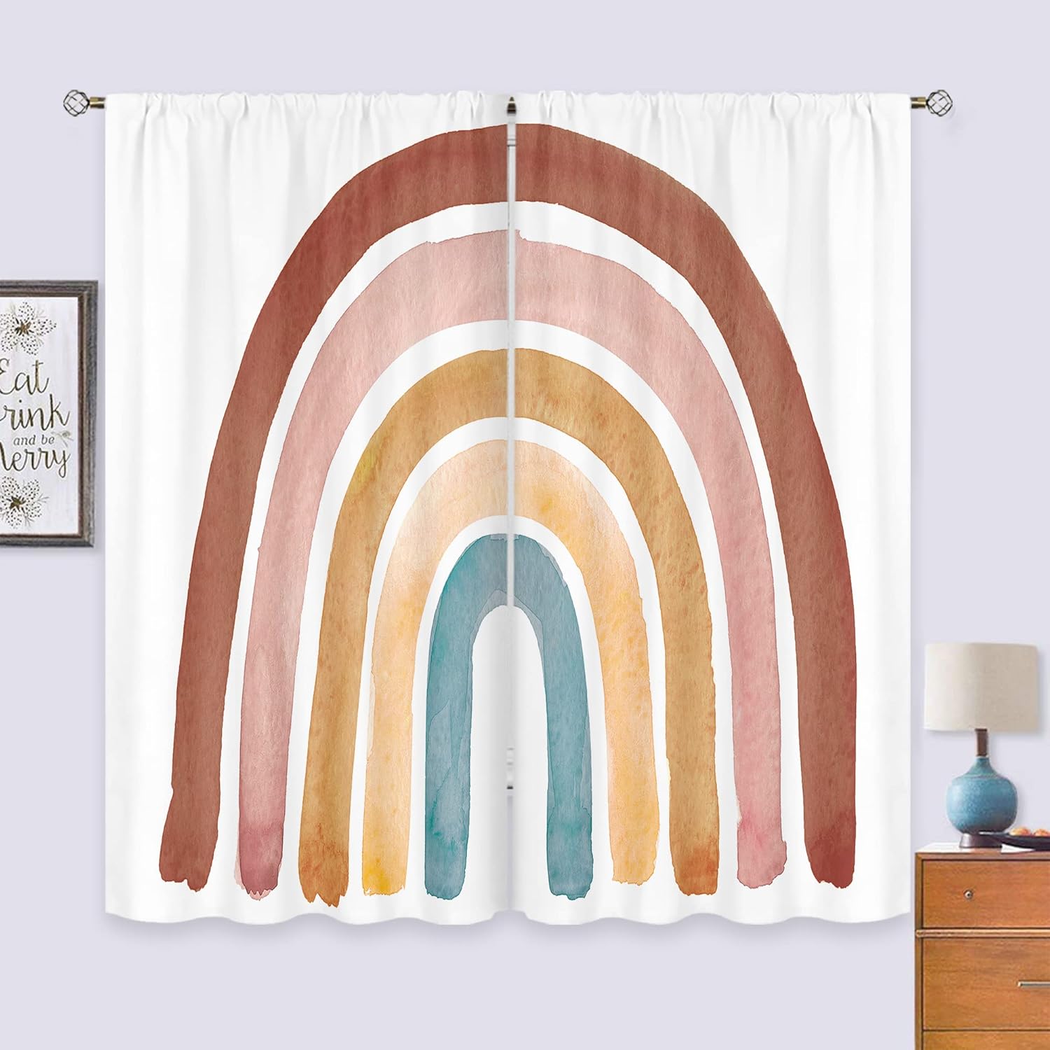 Kids Boho Rainbow Curtains for - Baby Nursery Vintage Decor ulasan dan harga