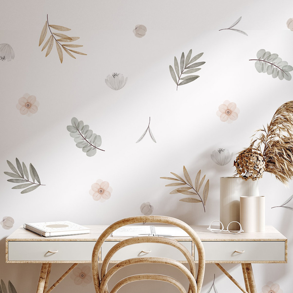 Boho Leaves Botanical DIY Wall - Baby Nursery Diy ulasan dan harga