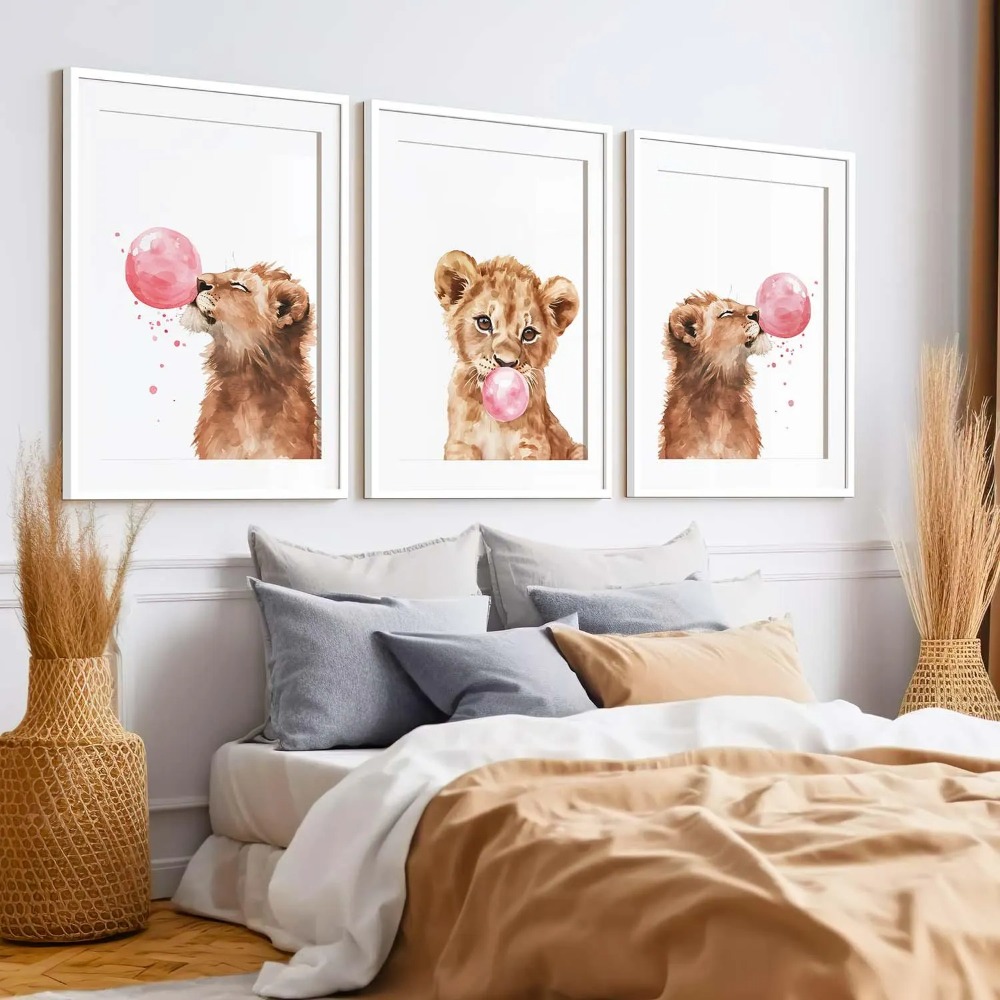 Lion Cub Nursery Wall Art Set  - Baby Nursery Jungle Theme ulasan dan harga