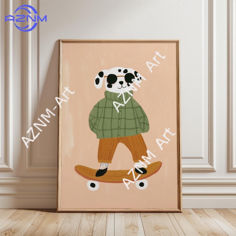 1PC Funny Animal Skateboarding - Baby Nursery Artwork ulasan dan harga