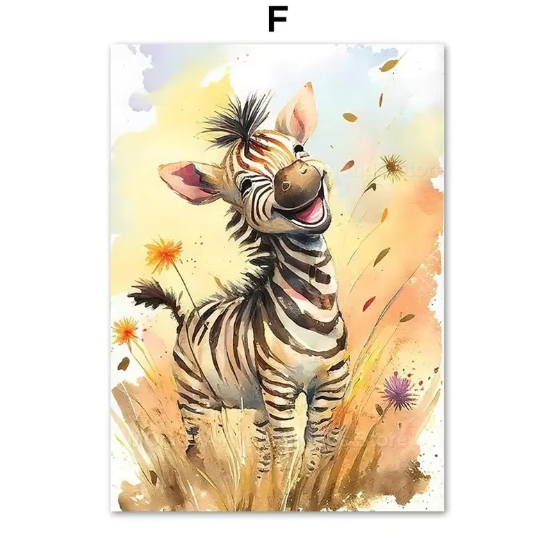 Watercolor Lion Giraffe Tiger  - Baby Nursery Artwork ulasan dan harga