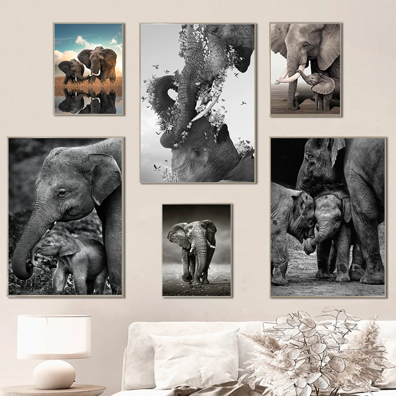 Wildlife Elephant Family Poste - Baby Nursery Images ulasan dan harga