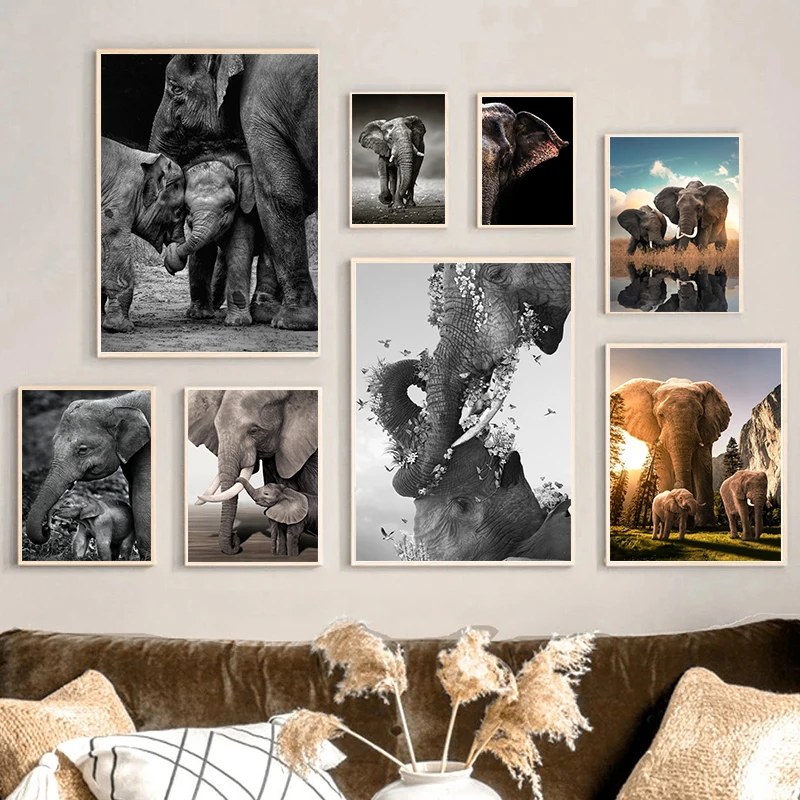 Wildlife Elephant Family Poste - Baby Nursery Images ulasan dan harga