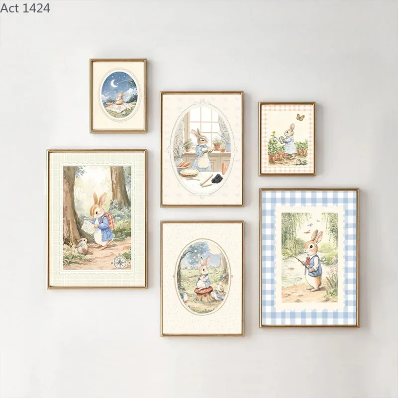 Vintage Boho Blue Plaid Rabbit - Baby Nursery Vintage Decor ulasan dan harga