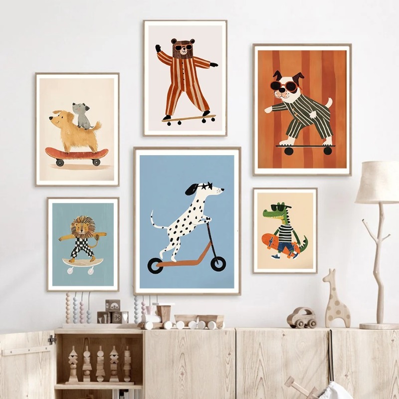 1pc frameless Funny Animals Ra - Animals Baby Nursery ulasan dan harga