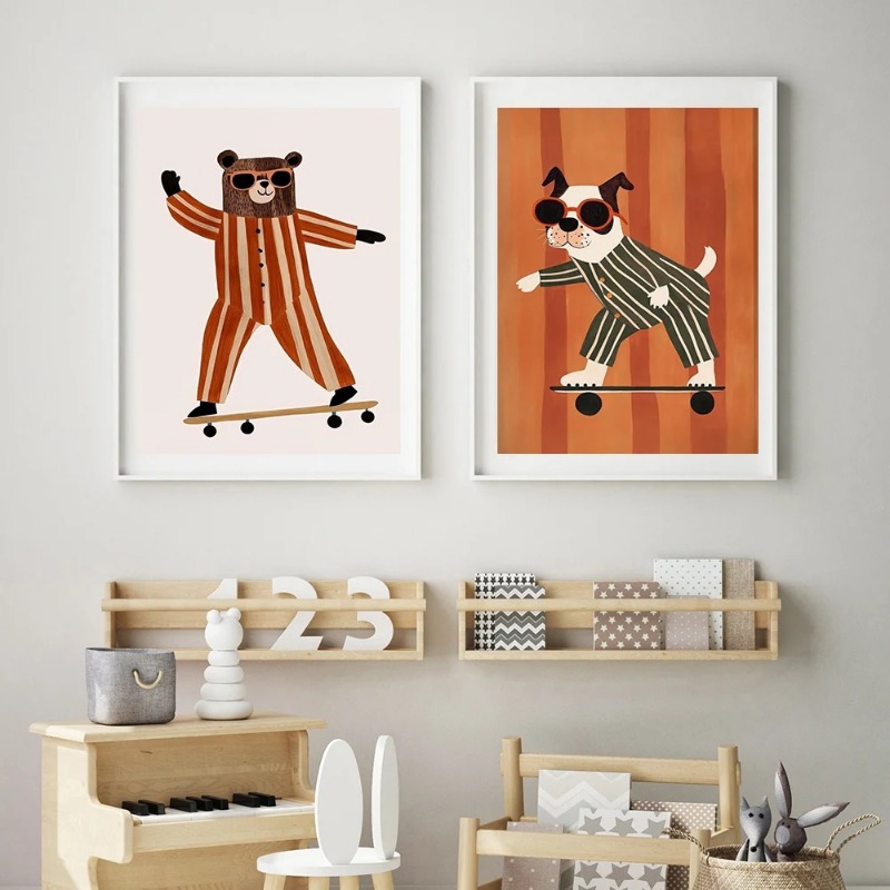 1pc frameless Funny Animals Ra - Animals Baby Nursery ulasan dan harga