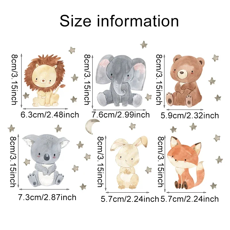 1/2/4/6set Cartoon Animals Wal - Animals Baby Nursery ulasan dan harga